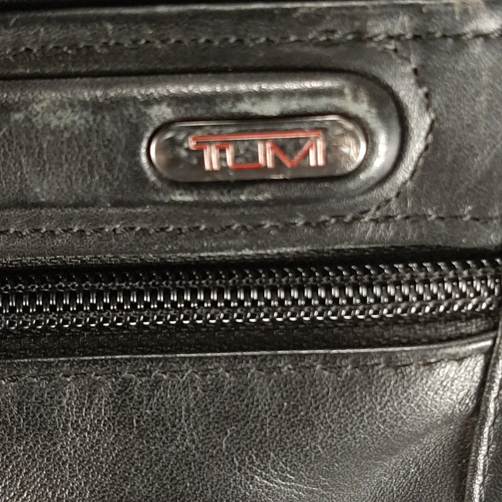Tumi Backpack 96186D4 17x15x9 Black Leather Mens Business Travel Bag